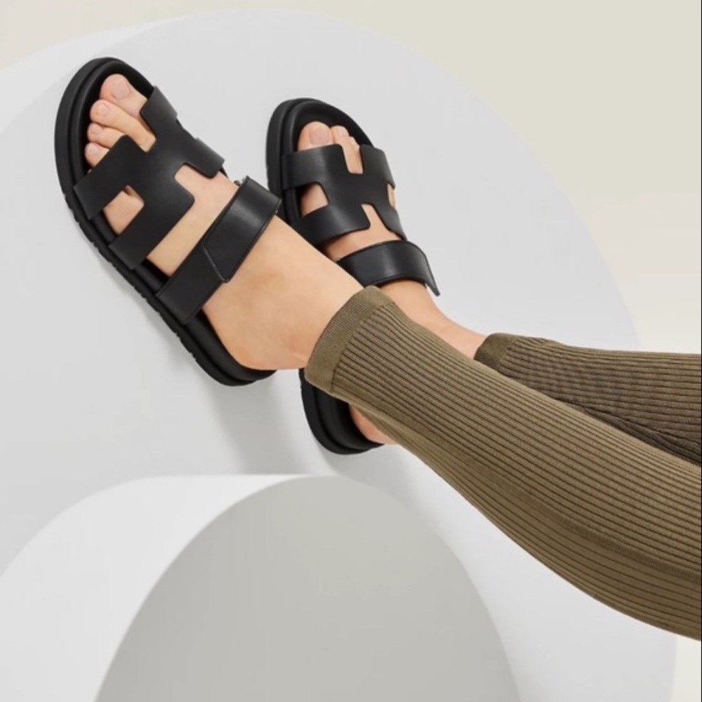 Authentic New Hermes H Leather Dad sandals